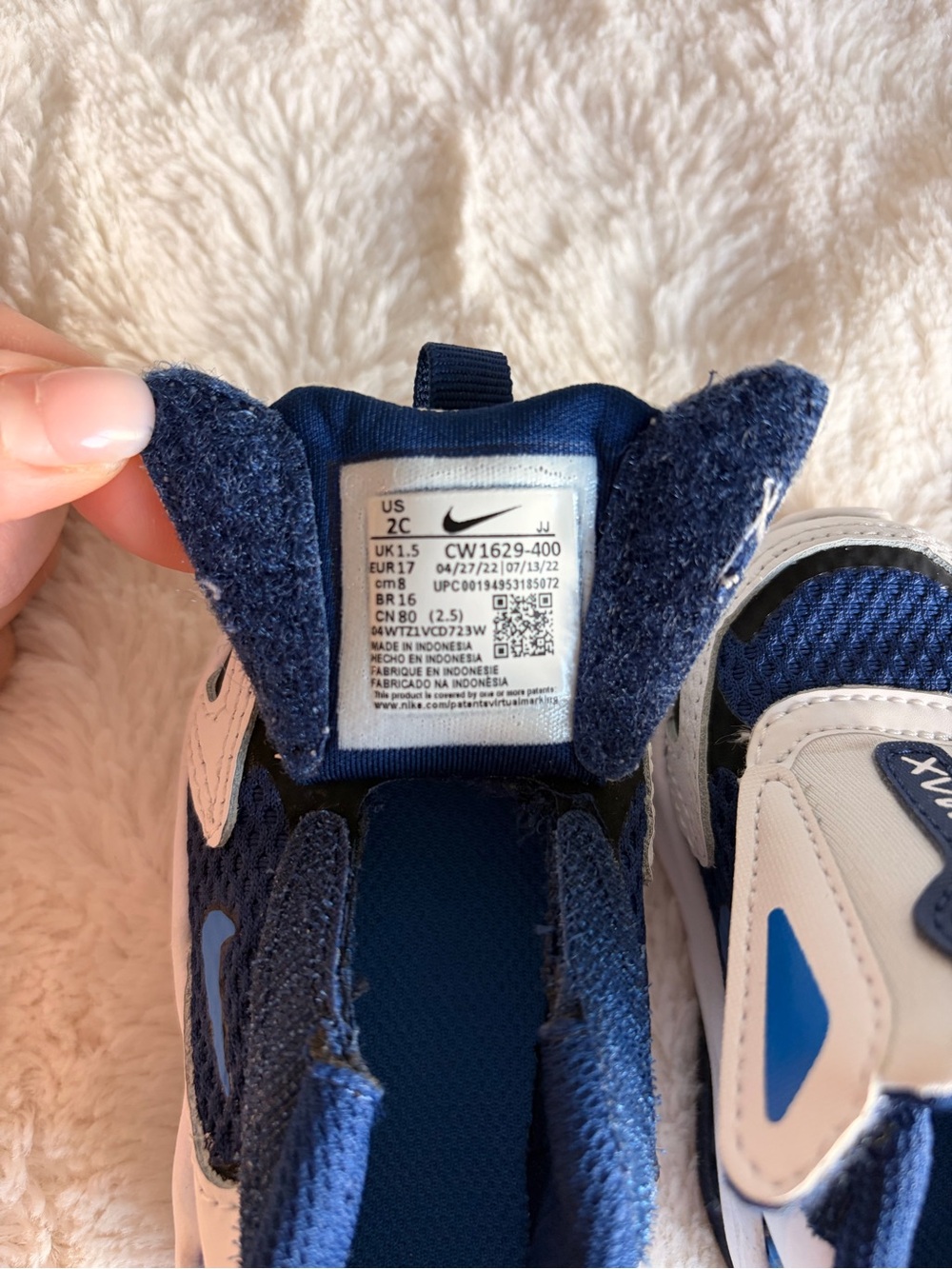 Nike Air Max Kids Navy, White & Blue Slip-On Sneakers - Picture 3 of 3